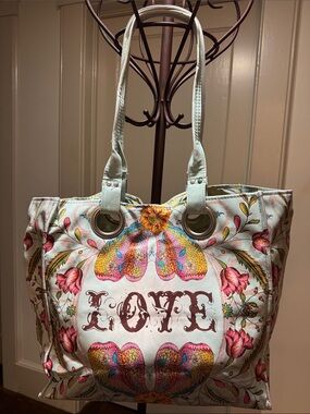 Papaya Pastel Floral 'LOVE' Tote Bag